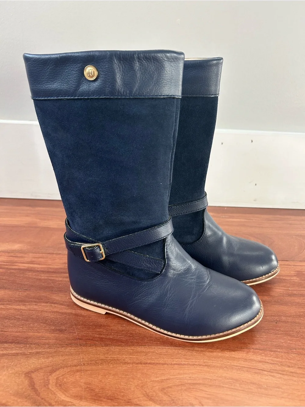 Janie and Jack Navy Leather Riding Boots SZ 13 Equestrian Preppy Classic Tall